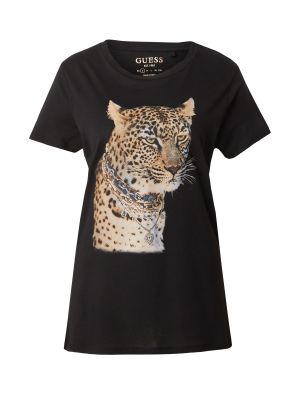 Majica s leopard uzorkom Guess crna