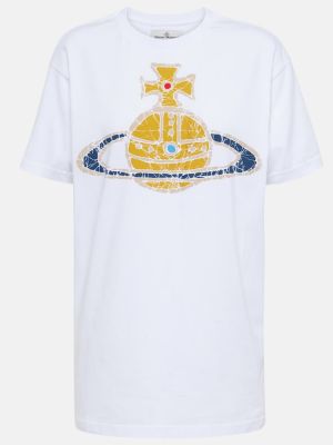 T-shirt di cotone con stampa Vivienne Westwood bianco