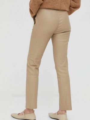 Jednobarevné kožené kalhoty s vysokým pasem 2ndday