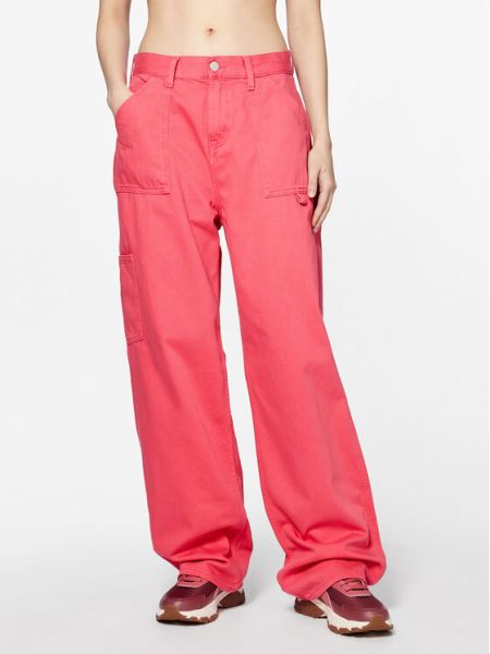 Růžové džíny s klučičím střihem relaxed fit Tommy Jeans