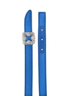 Křišťálový kožený pásek Manolo Blahnik modrý