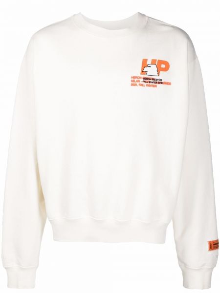 Trykt bomull sweatshirt Heron Preston hvit