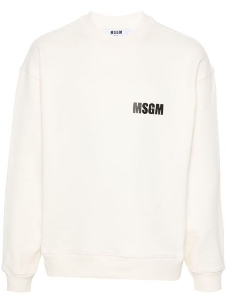 Langes sweatshirt aus baumwoll mit print Msgm weiß