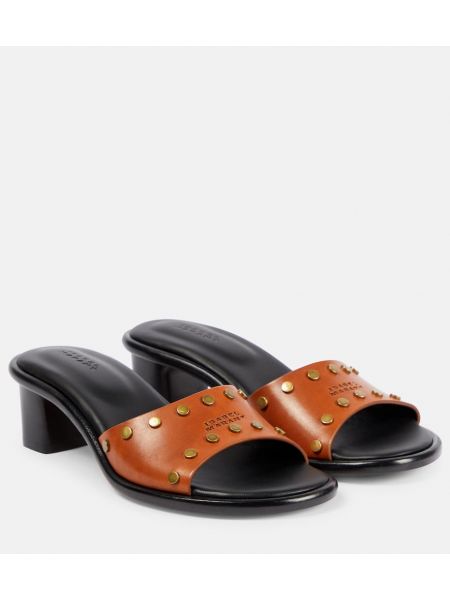 Kožené sandále s cvočkami Isabel Marant hnedá