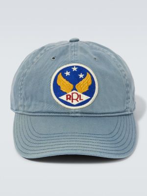 Памучна шапка с козирки Rrl синьо