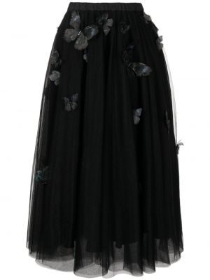 Tylová midi sukňa Cynthia Rowley čierna