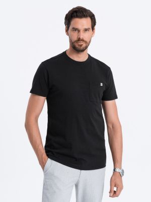 Megztas polo marškinėliai su kišenėmis Ombre juoda