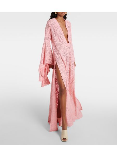 Μάξι φόρεμα με δαντέλα Alexandra Miro ροζ