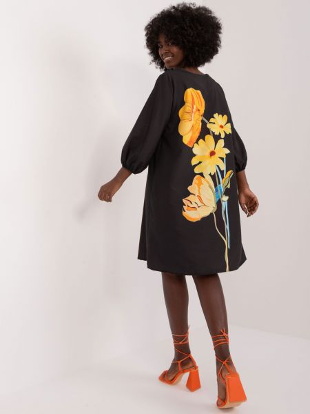 Obleka s cvetličnim vzorcem s potiskom Fashionhunters črna