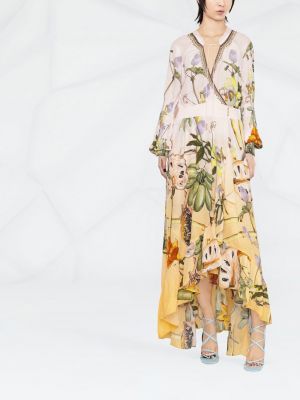 Květinové hedvábné večerní šaty s potiskem Camilla