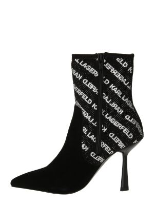 Čizme od brušene kože Karl Lagerfeld crna
