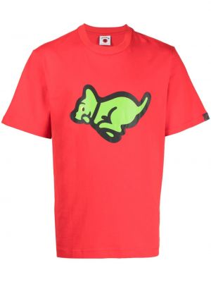 Памучна тениска с принт Icecream червено