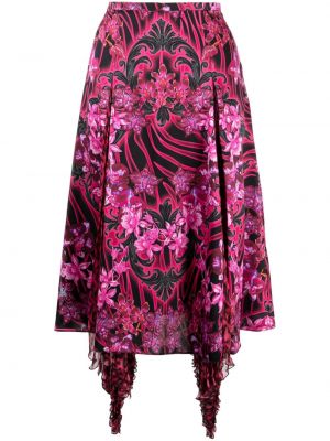 Kvetinová hodvábna sukňa s potlačou Versace