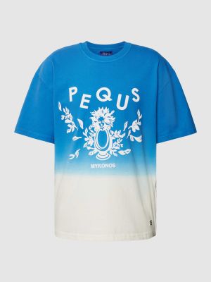 Koszulka z nadrukiem oversize Pequs niebieska