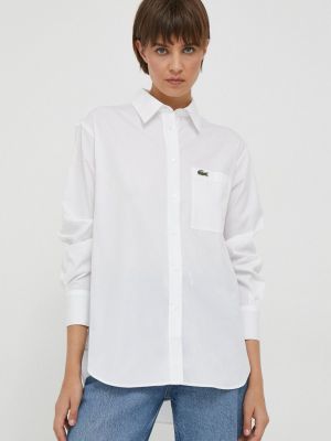 Bombažna srajca Lacoste bela