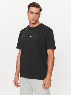 Памучна тениска с къс ръкав от джърси New Balance черно