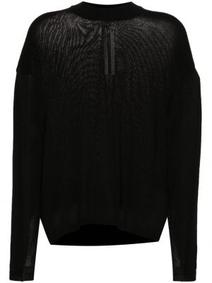 Priehľadný bavlnený sveter Rick Owens čierna