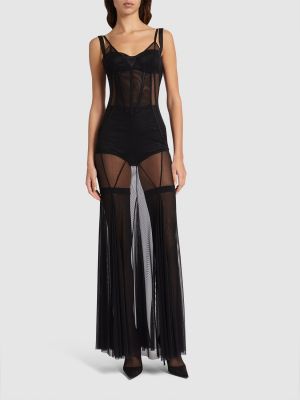Μάξι φόρεμα από τούλι Dolce & Gabbana μαύρο