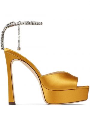 Sandały z kryształkami Jimmy Choo żółte