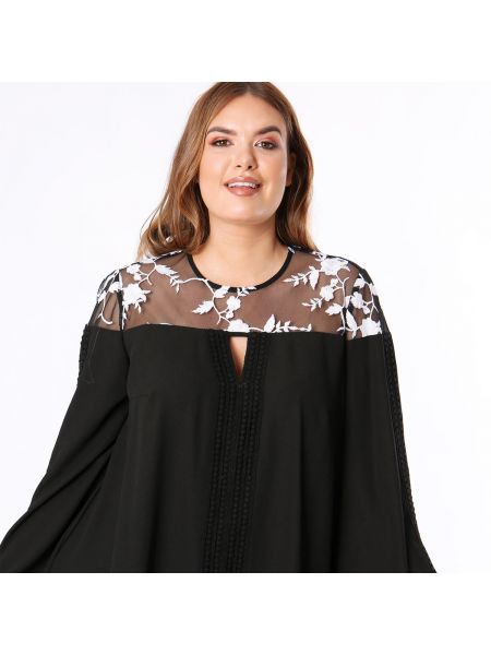 Блузка с длинными рукавами со вставками Lovedrobe, черная