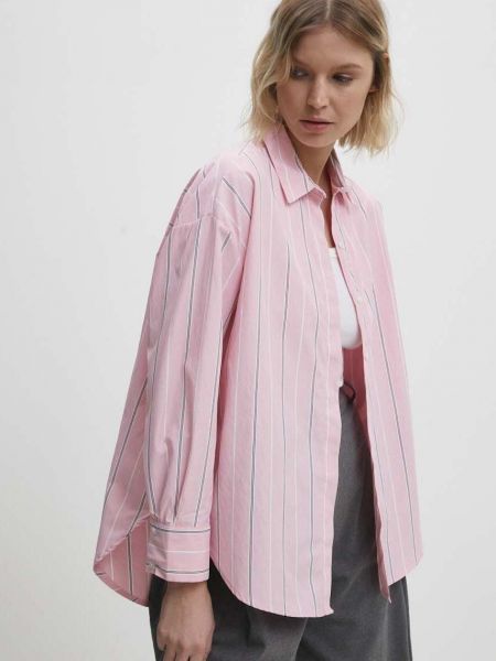 Koszula bawełniana relaxed fit Answear Lab różowa