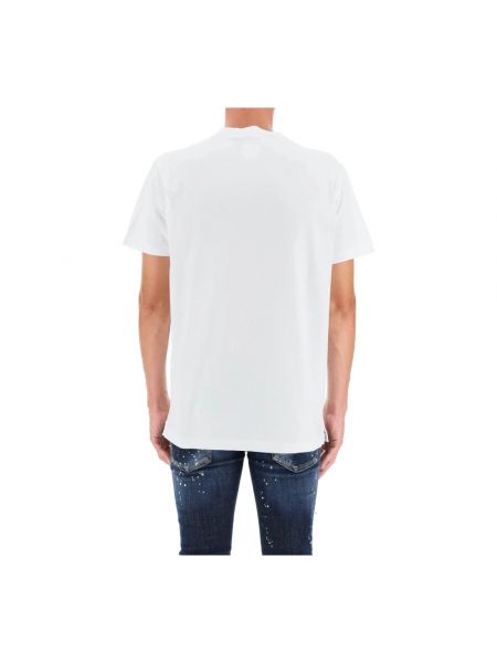 Camiseta con estampado de cuello redondo Dsquared2 blanco