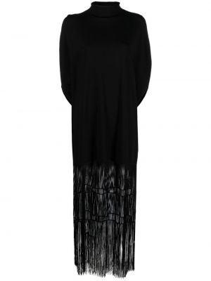 Dlouhé šaty s třásněmi Khaite černé
