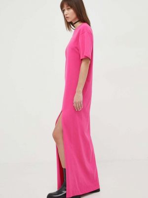 Sukienka długa bawełniana oversize Msgm różowa