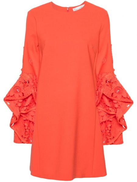 Květinové mini šaty Oscar De La Renta oranžové
