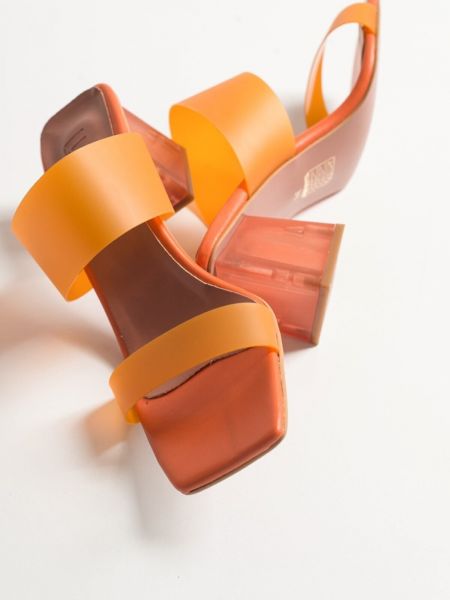 Papuci de casă cu toc transparente Luvishoes portocaliu
