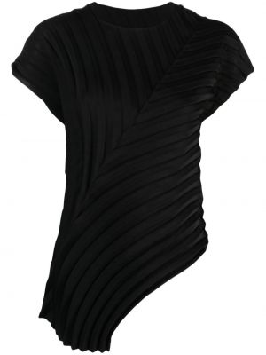 Plisiran asimetrični top brez rokavov Issey Miyake črna