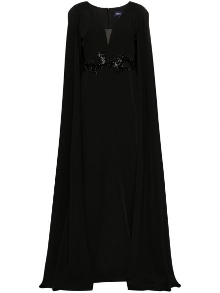Večerna obleka s cvetličnim vzorcem Marchesa Notte črna