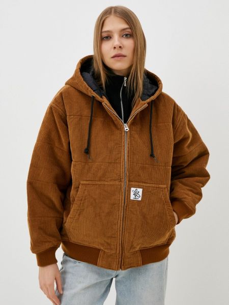 Утепленная демисезонная куртка Obey коричневая