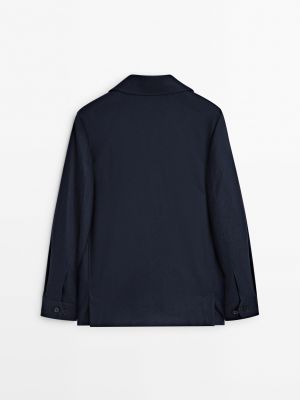Фланелевая шерстяная рубашка Massimo Dutti синяя