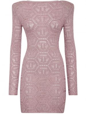 Koktejlkové šaty Philipp Plein ružová