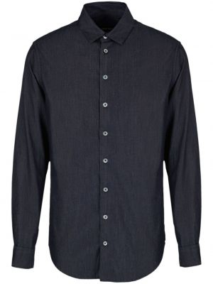 Medvilninė marškiniai Giorgio Armani mėlyna