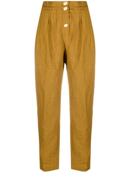 Pantalones rectos con botones Forte Forte amarillo