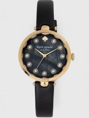 Часы с кожаным ремешком Kate Spade черные
