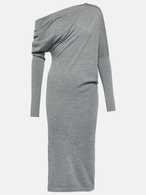 Kašmírové hedvábné midi šaty Tom Ford šedé