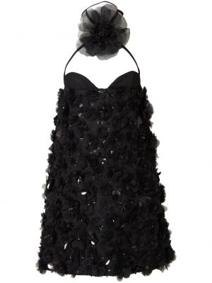 Коктейлна рокля бродирана Carolina Herrera черно