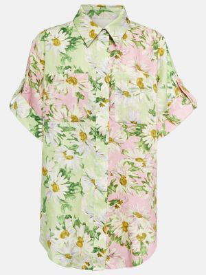 Camicia di lino a fiori Alã©mais verde