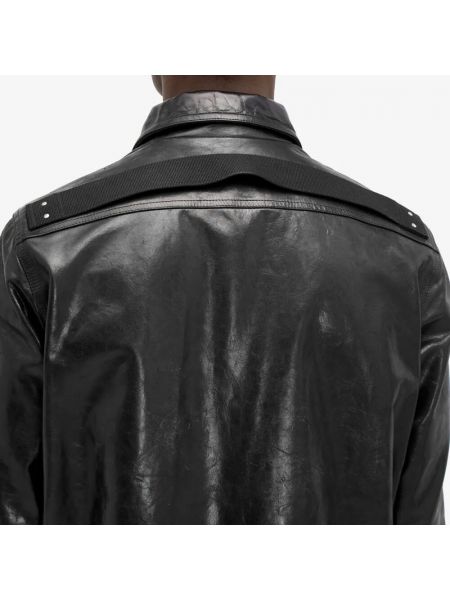 Кожаная куртка свободного кроя Rick Owens черная