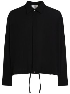 Krepová bavlněná košile Ami Paris černá