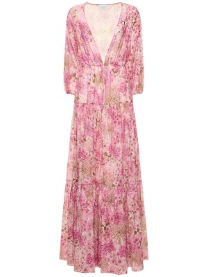 Βαμβακερή μάξι φόρεμα Giambattista Valli ροζ