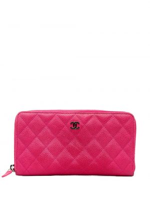 Pikowany portfel na zamek Chanel Pre-owned różowy
