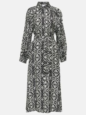 Svilena midi haljina s printom Max Mara crna