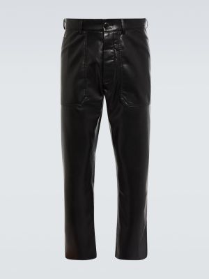 Kožené kalhoty z imitace kůže Nanushka černé