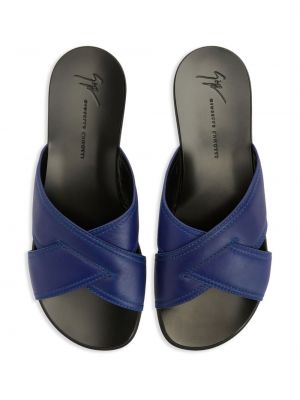Sandały skórzane wsuwane Giuseppe Zanotti niebieskie
