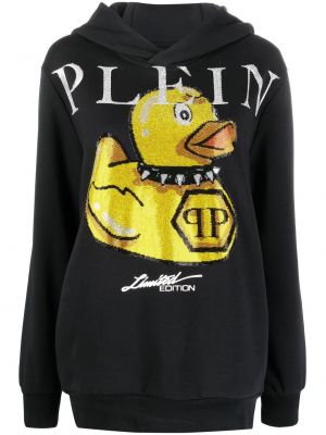 Raštuotas džemperis su gobtuvu Philipp Plein juoda