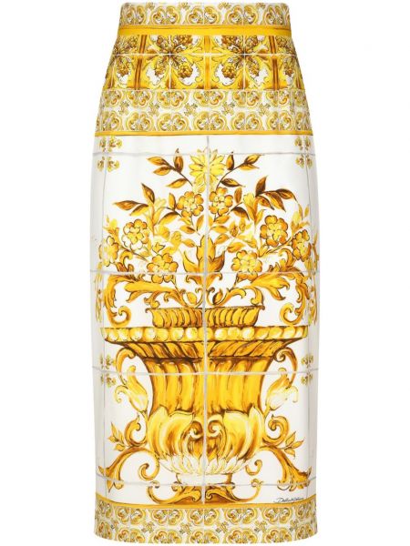 Zīda zīmuļveida svārki ar apdruku Dolce & Gabbana